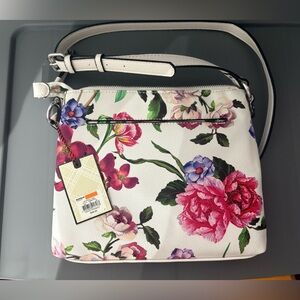NWT Dana Buchman White Floral Crossbody Bag